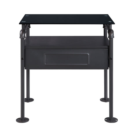 Nicipolis - Glass Nightstand - Gray