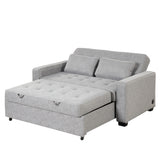 66.5" Upholstered Loveseat With Pull Out Bed, Two Throw Pillows, Dual USB Charging Port and Adjustable Backrest - Light Gray