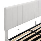 Queen size Upholstered Platform bed with a Hydraulic Storage System - White