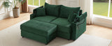 72.8" Modern Style Loveseat with Storage Space, Movable Ottoman, Two USB Ports, Two Cup Holders and Phone Holder - Green