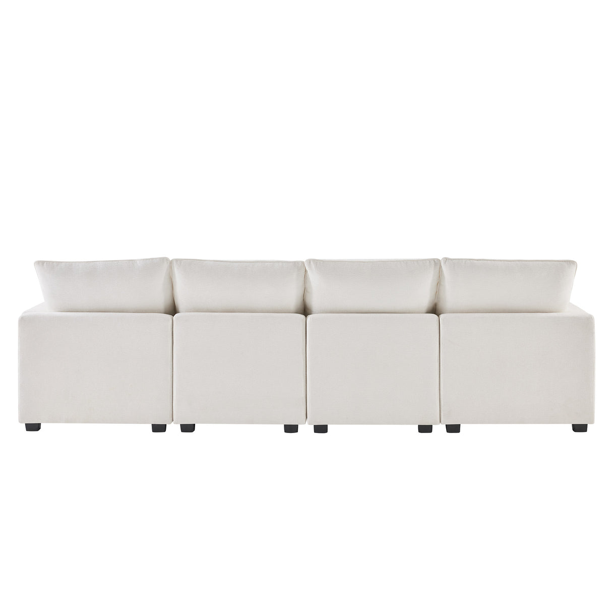 Modern Chenille  Modular Sofa with 2 Pillows - White