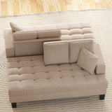 Tufted Upholstered Textured Fabric Chaise Lounge Set and 2 Toss Pillows Included - Warm Gray