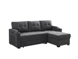 Mabel - Woven Fabric Sleeper Sofa With Cupholder, USB Charging Port nd Pocket - Dark Gray