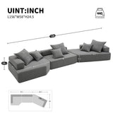 156" Oversized Modular Sectional Sofa - Gray