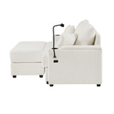 72.8" Modern Style Loveseat with Storage Space, Movable Ottoman, Two USB Ports, Two Cup Holders and Phone Holder - Beige