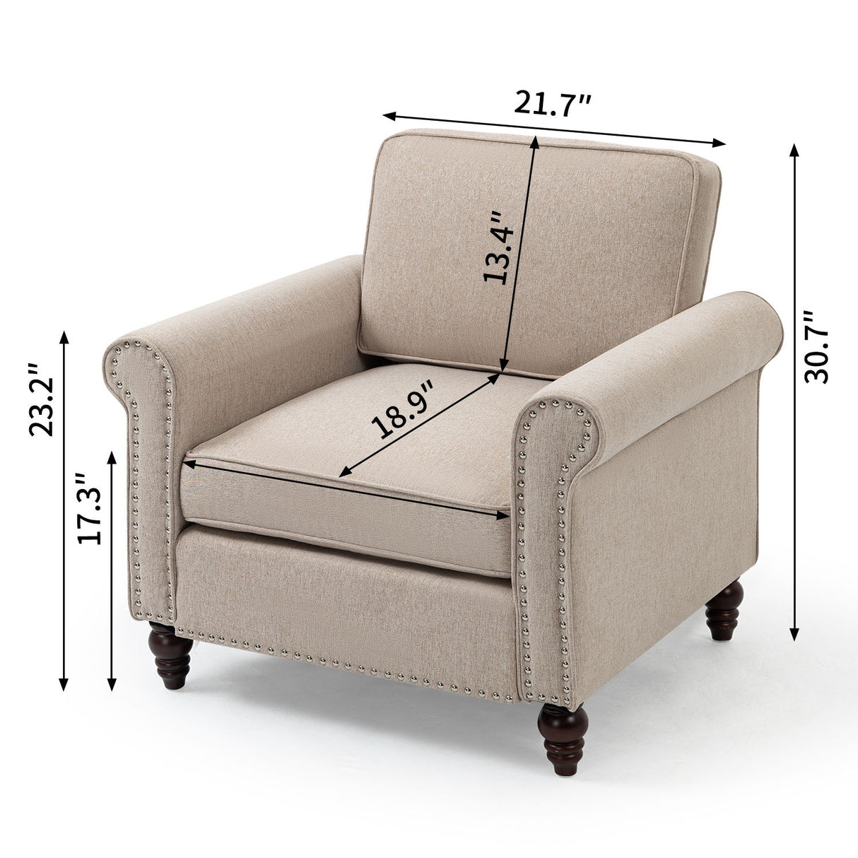 Modern Upholstered Accent Chair - Light Beige