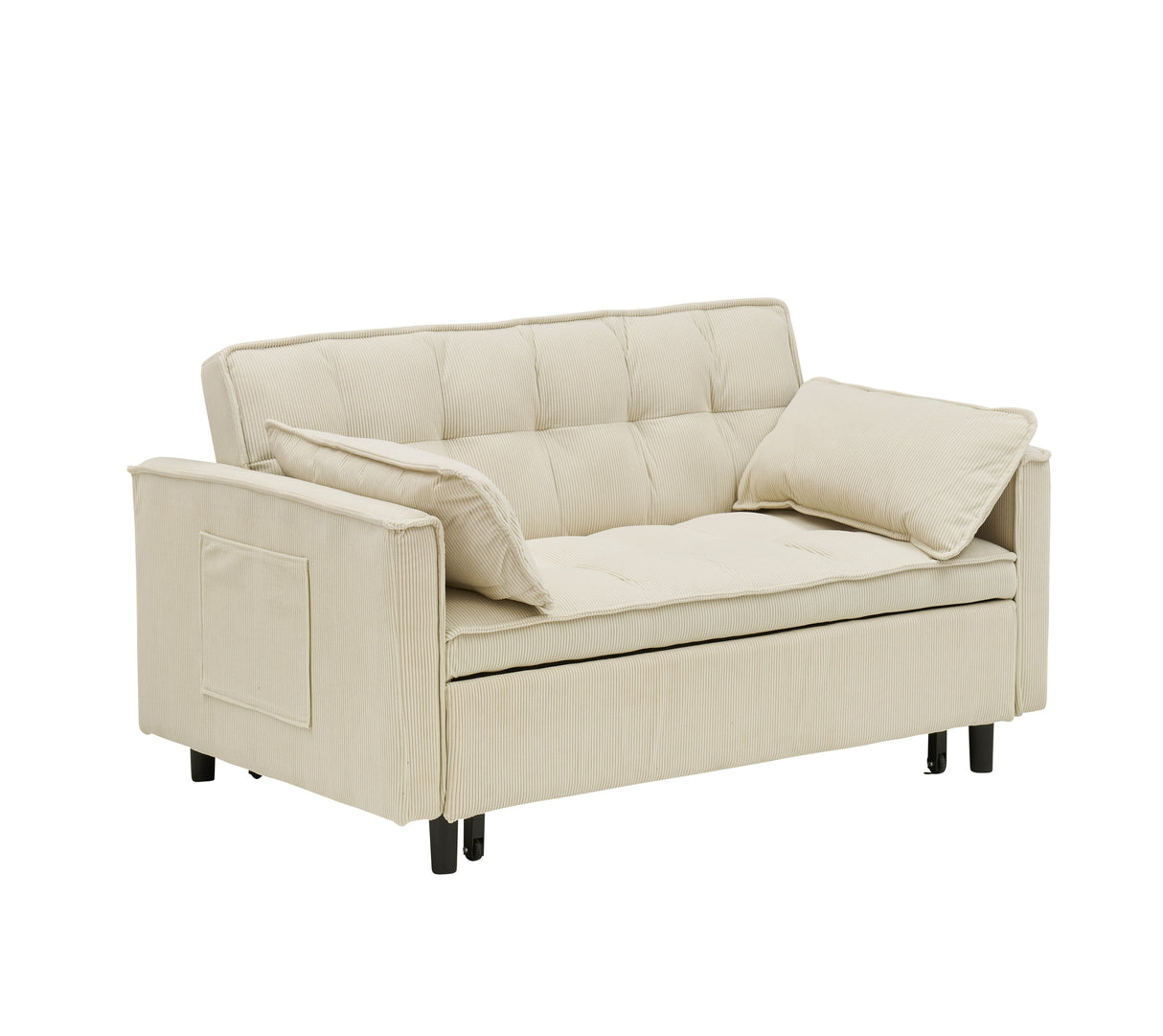 54.30-inch Love Seat with Pull Out Bed - beige