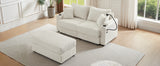 72.8" Modern Style Loveseat with Storage Space, Movable Ottoman, Two USB Ports, Two Cup Holders and Phone Holder - Beige