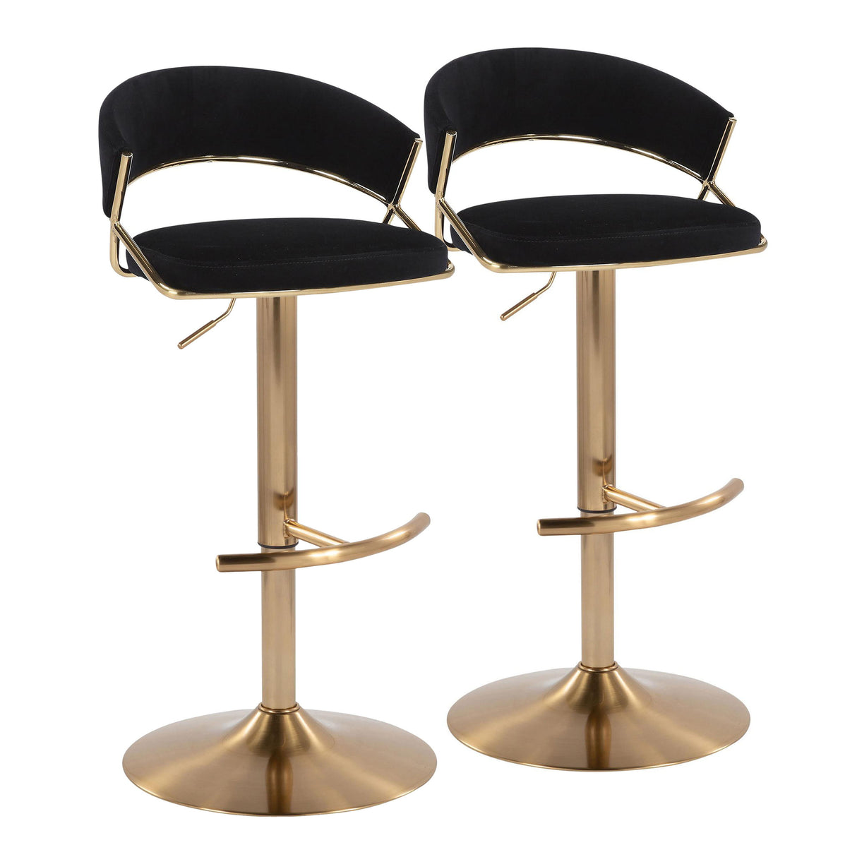 Jie - Contemporary Adjustable Barstool With Swivel With Rounded T Footrest (Set of 2)