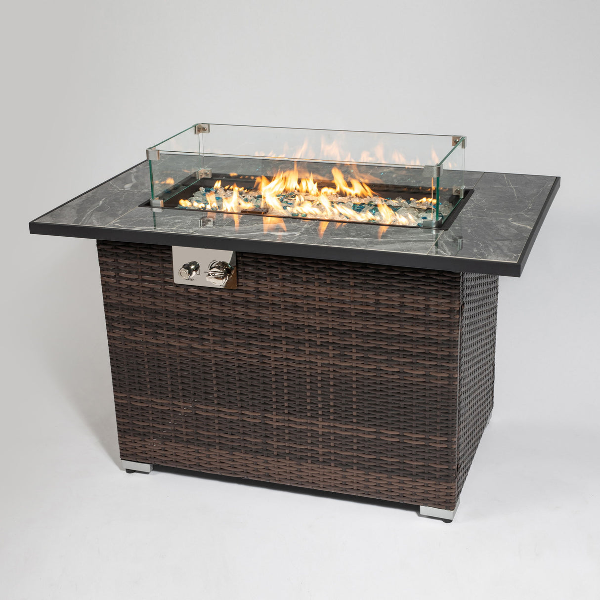 44" Outdoor Propane Fire Pit With Ceramic Top - Espresso