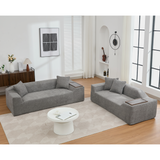 2 Piece Boucle Cloud Living Room Set with 2 Trays - Dark Gray