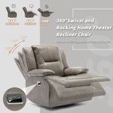 3 Seater Home Theater Recliner Manual Recliner Chair With A Led Light Strip Two Built-In Cup Holders For Living Room