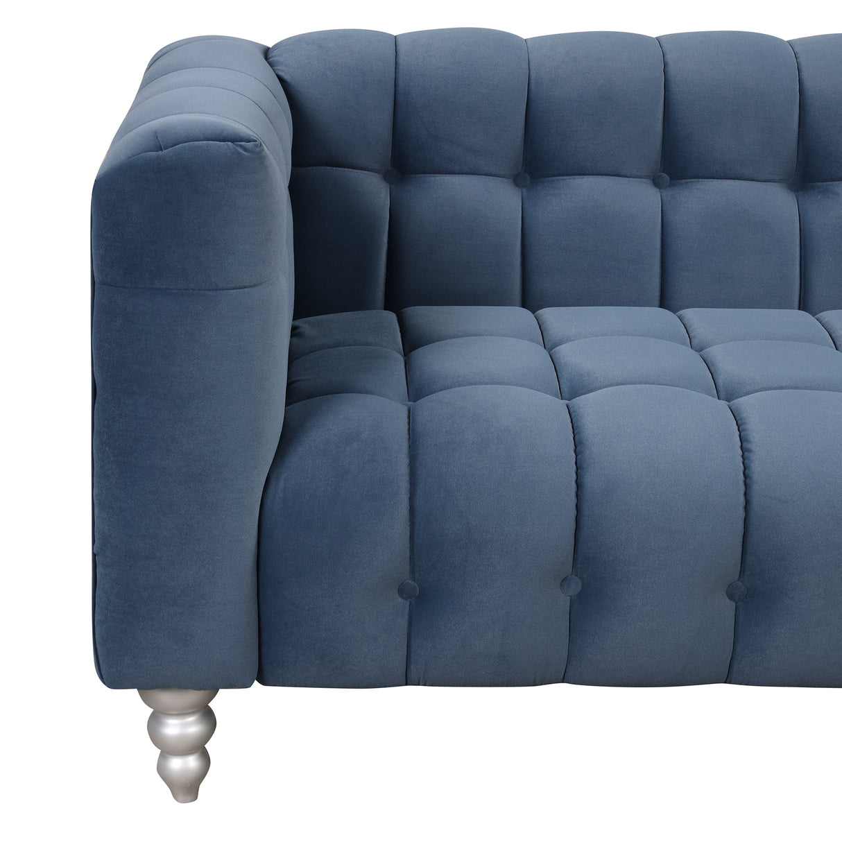 Modern 3-Living Room Set Including Sofa, love seat and Chair with solid wood legs, buttoned tufted backrest - Blue