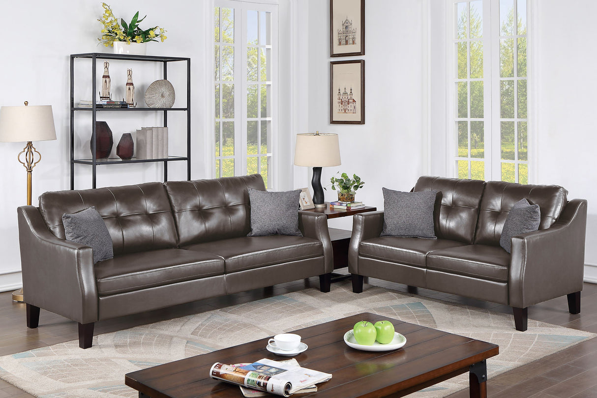 2 Piece Living Room Set in Black Faux Leather