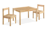 Della - 3 Piece Solid Wood Kids Table & Two Chair Set - Natural