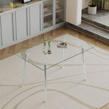 Tempered Glass Top Dining Table With Stainless Steel Legs