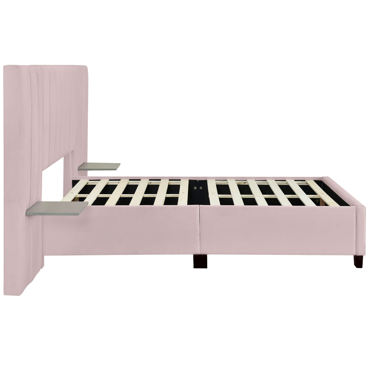 Full Size Upholstered Platform Bed with Tall Headboard, Pink