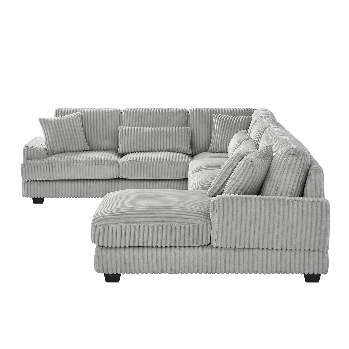 129" Oversized U-shaped Sofa Sectional in Soft Corduroy with a Chaise Lounge , Grey