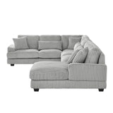 129" Oversized U-shaped Sofa Sectional in Soft Corduroy with a Chaise Lounge , Grey