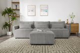 113.3" Modular Sectional Sofa with Ottoman, USB and USB-C Ports, Gray