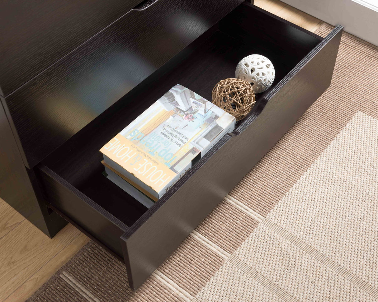 Modern Three Drawer Chest And Clothes Storage Cabinet With Metal Drawer Glides - Dark Chocolate