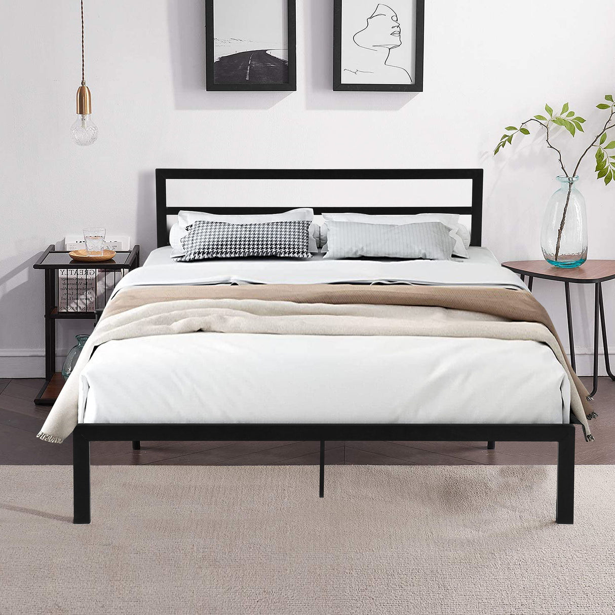 Metal Bed Frame With Headboard