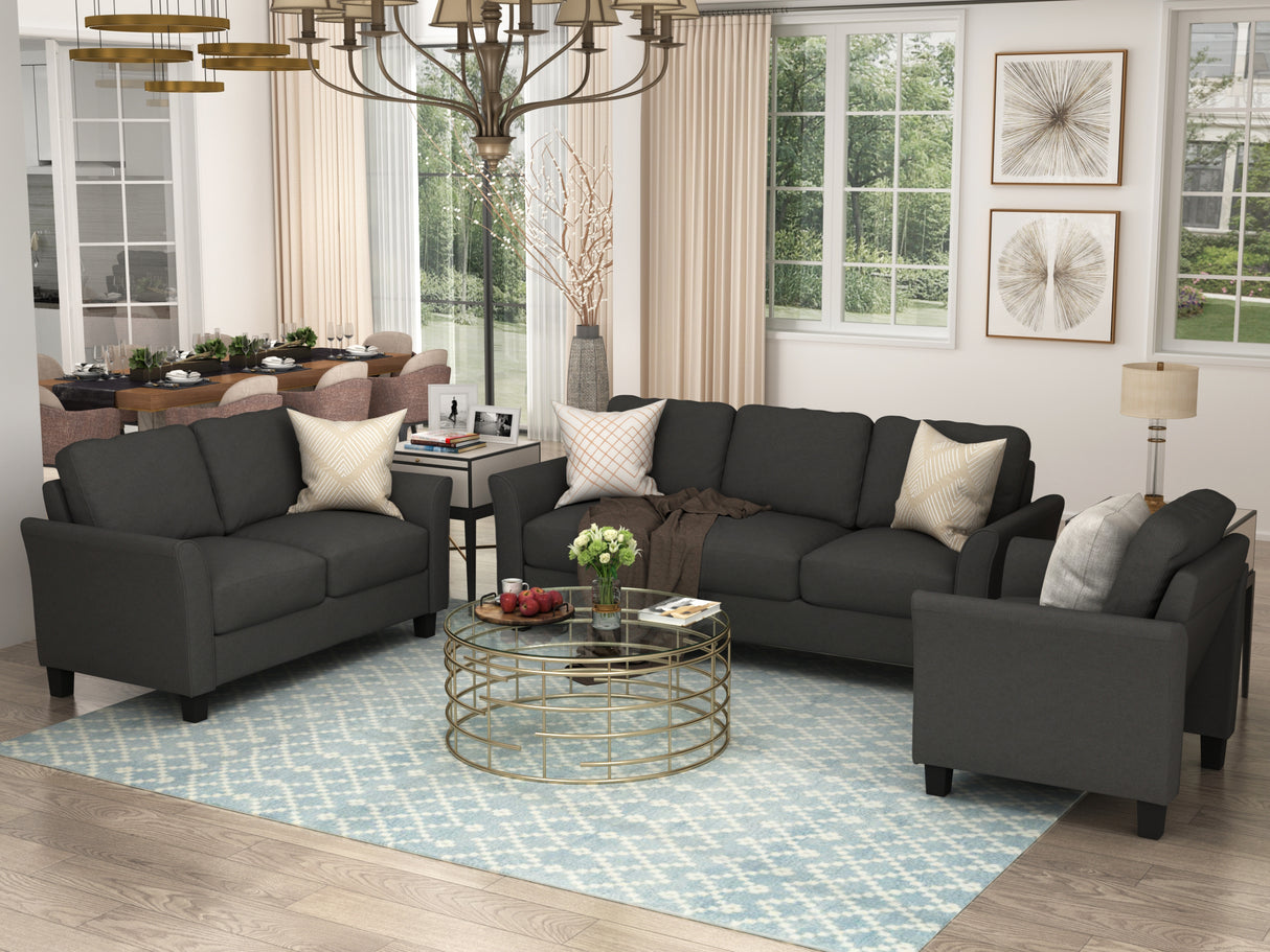 3 PC Living Room Set With Sofa, Love Seat and Chair