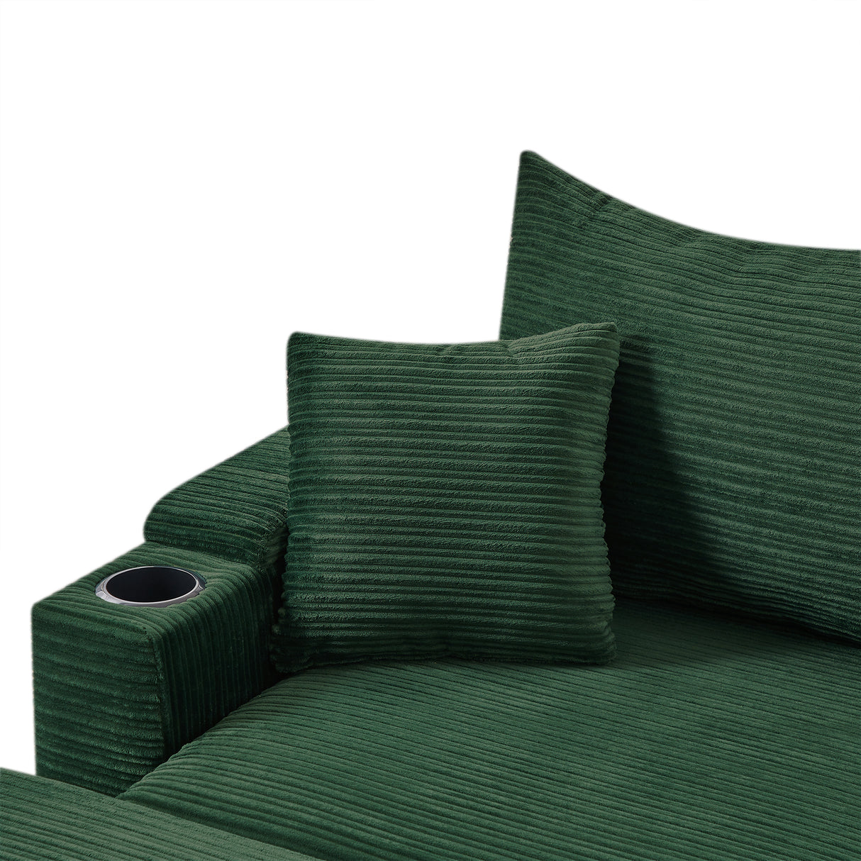 72.8" Modern Style Loveseat with Storage Space, Movable Ottoman, Two USB Ports, Two Cup Holders and Phone Holder - Green