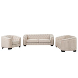 Modern 3-Piece Velvet Upholstered Living Room Set Including Sofa, Love Seat and Chair, Beige