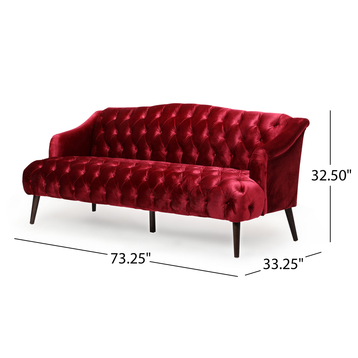 Sturdy Velvet Sofa - Red