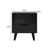 Modern 1 Drawer Nightstand With Open Cubby - Black