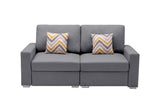 Nolan - Linen Fabric Loveseat With Pillows And Interchangeable Legs