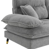 L shape Sectional Sofa with Cloud Chenille Fabric and Ottoman - Gray