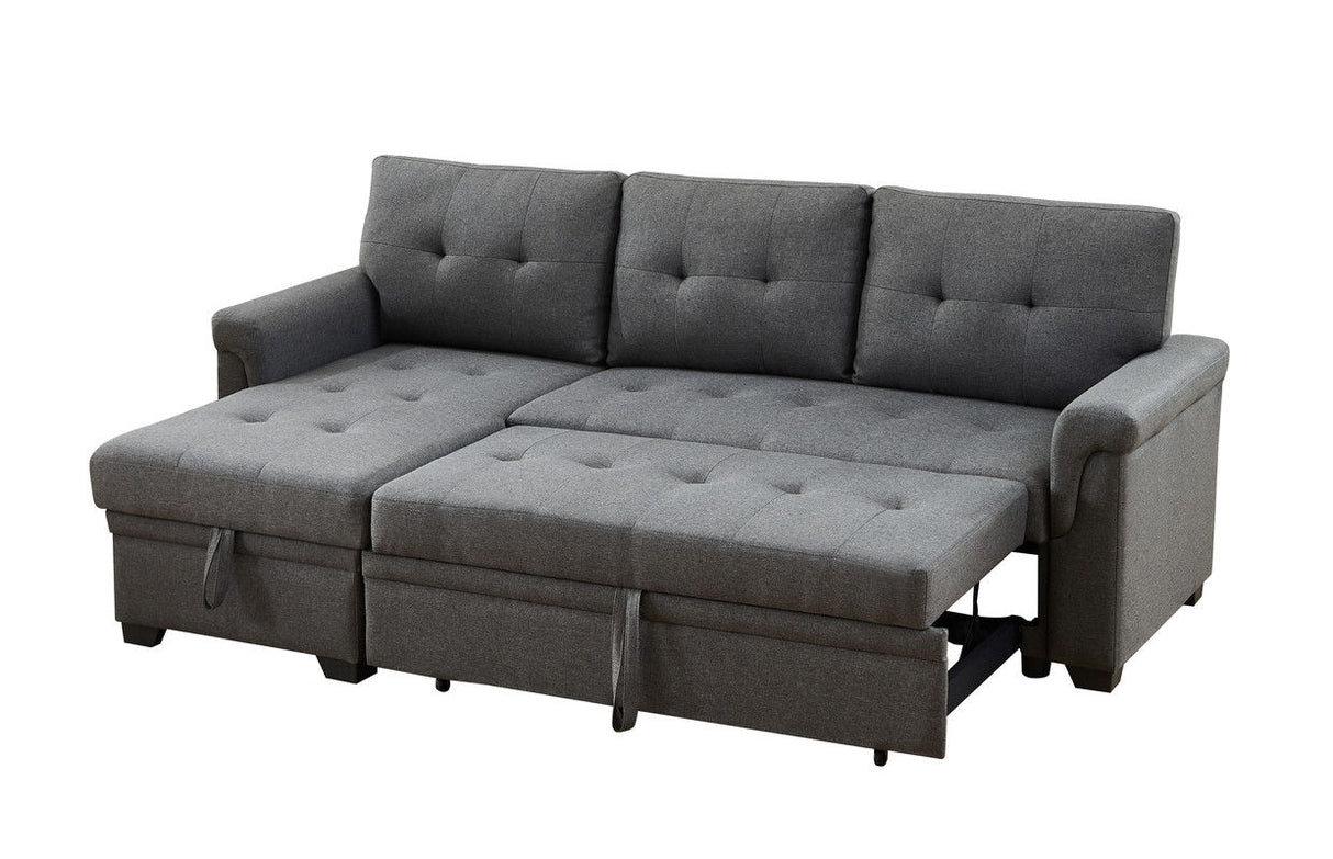 Hunter - Linen Reversible Sleeper Sectional Sofa With Storage Chaise