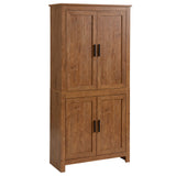 Homcom - 4-Door Kitchen Pantry, With 3 Adjustable Shelves - Oak