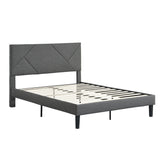 Full Size Upholstered Platform Bed, Strong Wood Slat Support, No Box Spring Needed - Gray