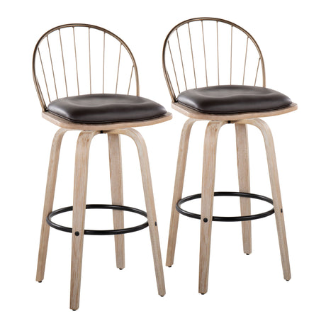 Riley - Industrial / Urban Fixed Height Barstool With Swivel With Removable Cushion (Set of 2)