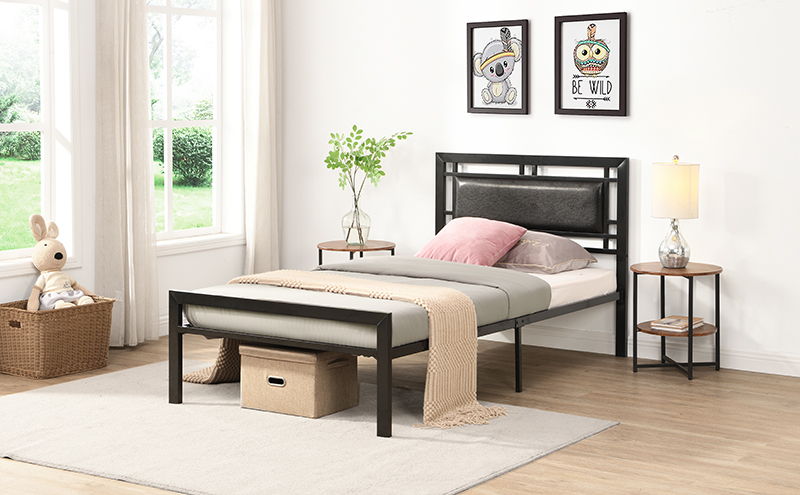 Twin Size Metal Bed - Black