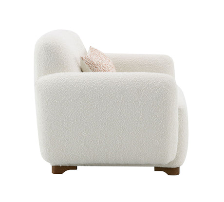 Darius - Boucle Accent Chair With 1 Toss Pillow - Beige