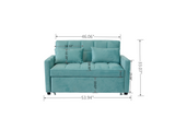 55.2" Sleeper Loveseat with Adjustable Backrest, Three USB Port sand Two Side Pockets - Peacock blue