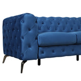 85.5" Velvet Upholstered Sofa with Sturdy Metal Legs, Blue