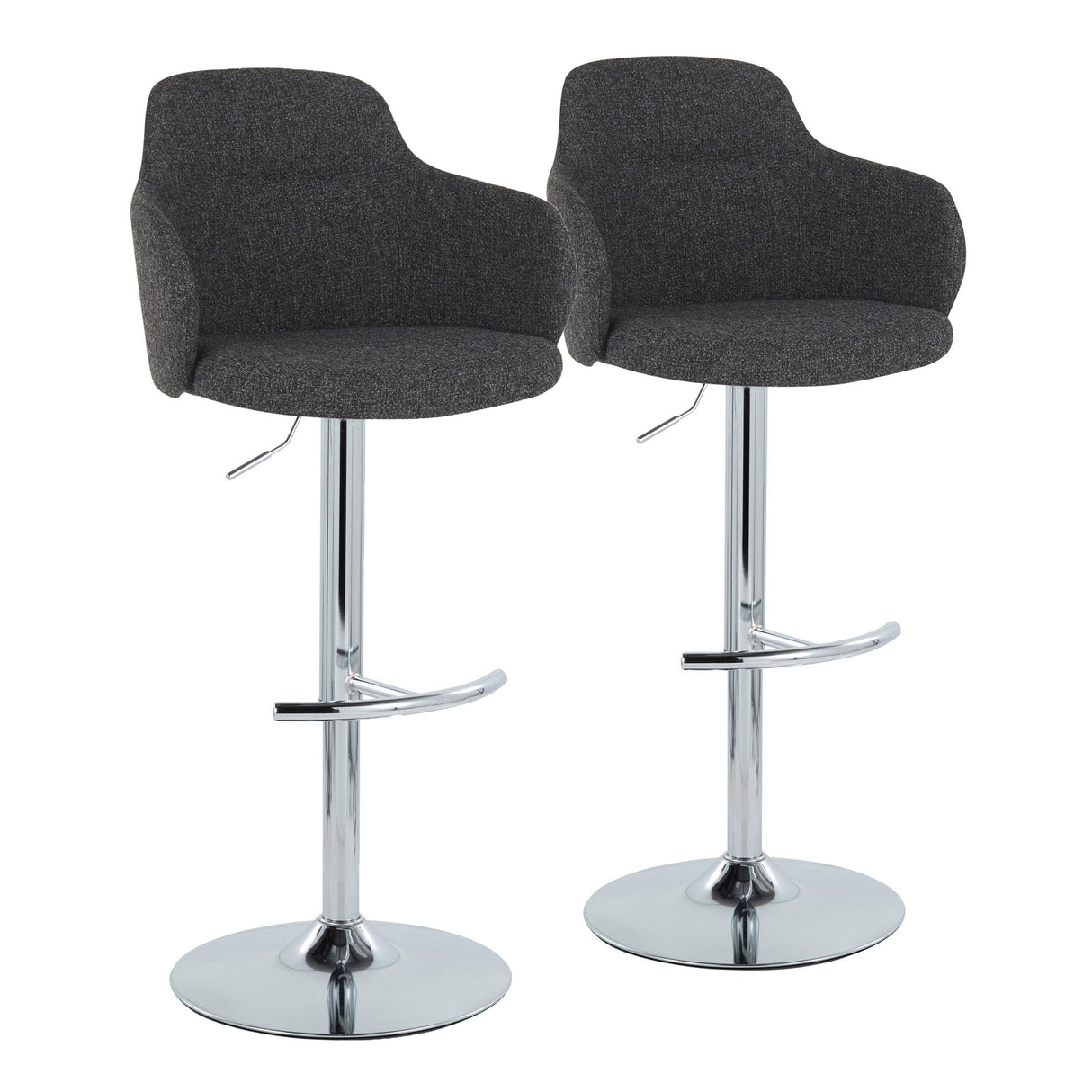 Boyne - Contemporary Adjustable Barstool With Swivel & Rounded T Footrest (Set of 2)