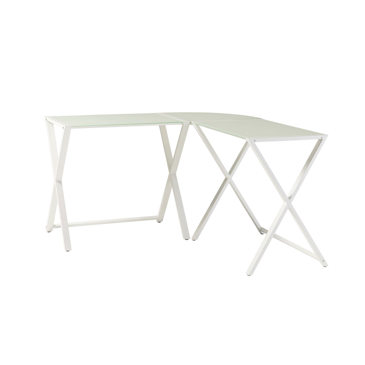 Modern X Leg L Shaped Computer Desk - White