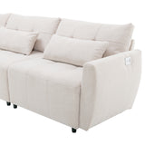 113.3" Modular Sectional Sofa with Ottoman and USB and USB-C Ports - Beige