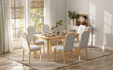 TREXM 7-Piece Farmhouse Dining Set With 6 high-back Chairs f (Natural Wood Wash)