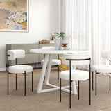 Durban 5-Piece Round Dining Set, with 4 Boucle Chairs