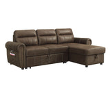 Hugo - Reversible Sleeper Sofa Chaise With USB Charger - Brown