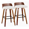 Maya - Mid Century Modern Fixed Height Barstool With Swivel And Square Footrest (Set of 2)