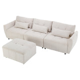 113.3" Modular Sectional Sofa with Ottoman and USB and USB-C Ports - Beige