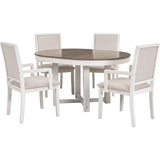 TREXM 5-Piece Dining Set With  Butterfly Leaf and 4 Upholstered Dining Chairs (Brown+White)